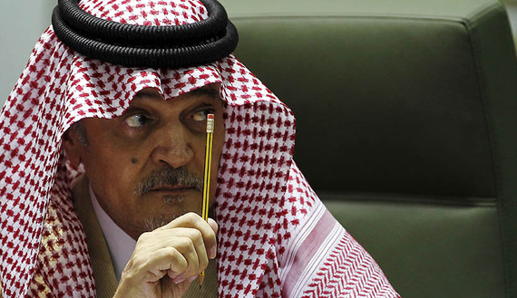Saudi Foreign Minister Prince Saud Al-Faisal gestures during a joint news conference with his Egyptian counterpart in Riyadh, Jan. 5, 2013. Image courtesy of Reuters. Saudi Arabia, 2013.