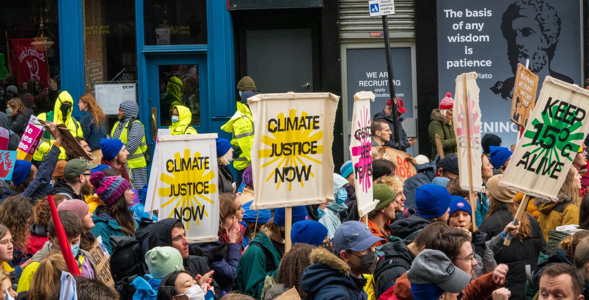 marchers in climate protest