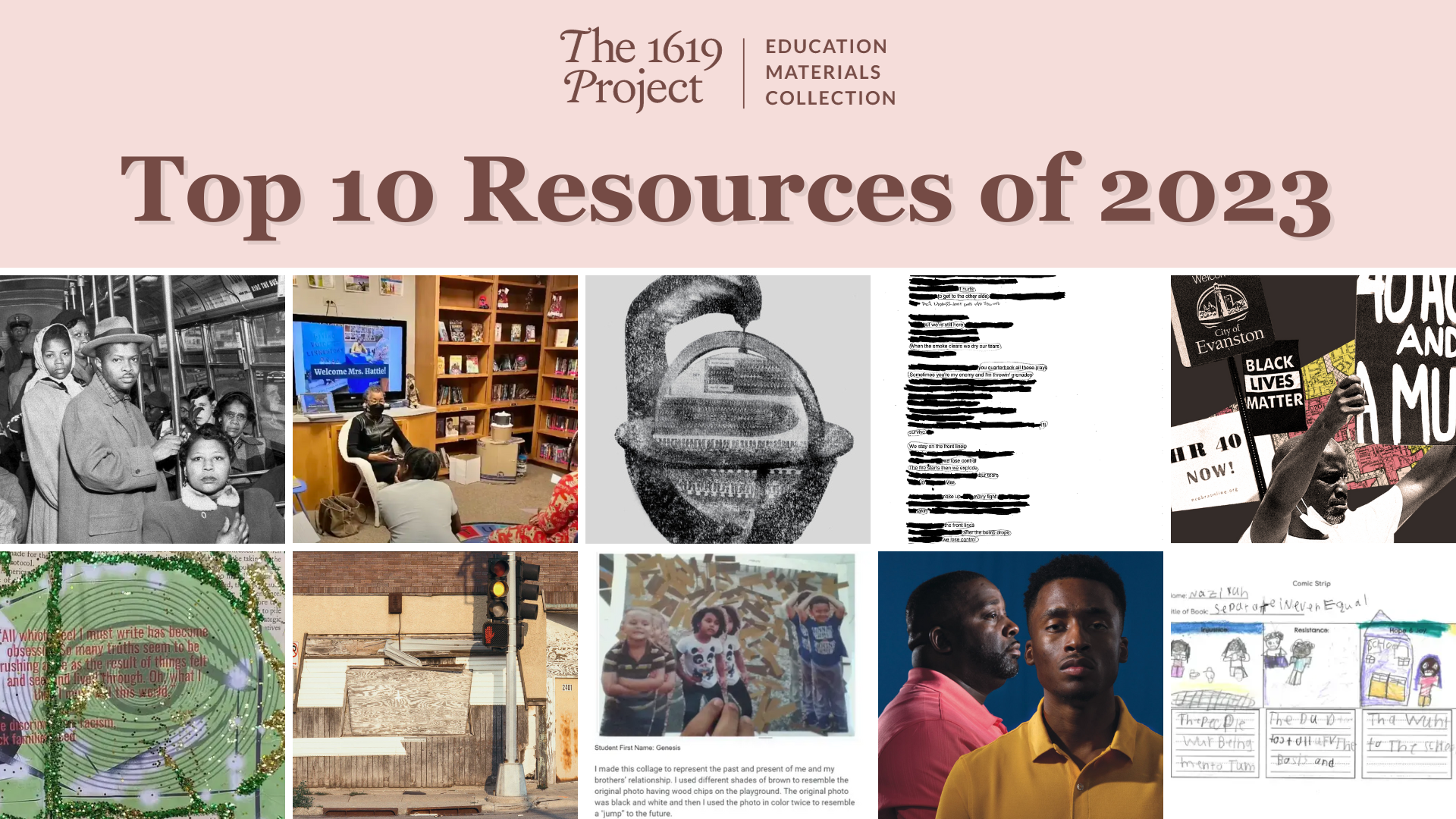 1619 EOY Blog Top Ten Resources of 2023 Collage