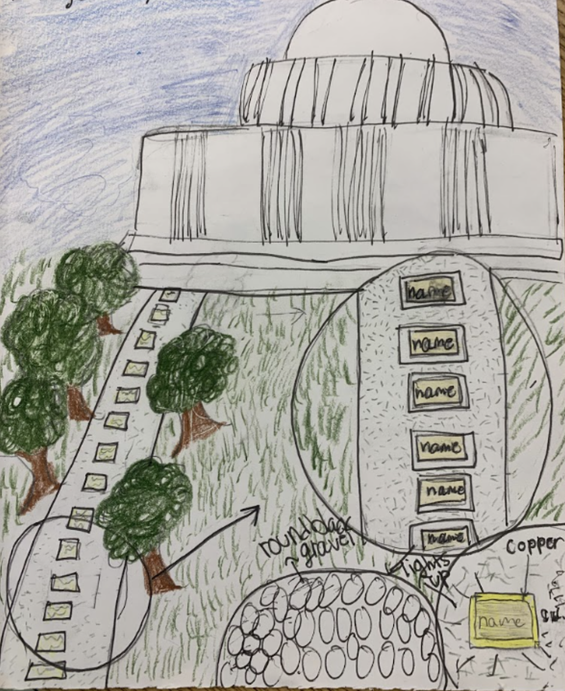 Student drawing of memorial proposal