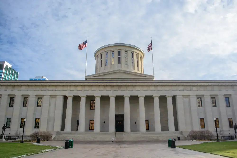Ohio Statehouse during the day. Image by Shutterstock. United States, undated.