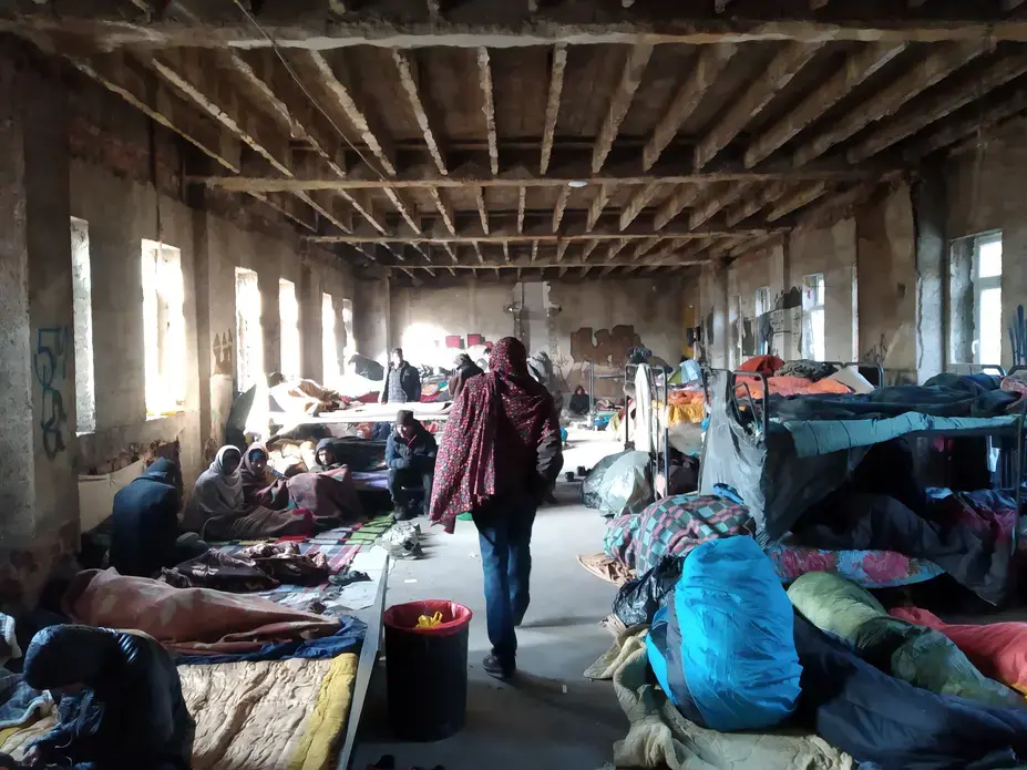 Bihać, Borici camp before renovation. Image by Dariusz Kalan. Bosnia, 2018.