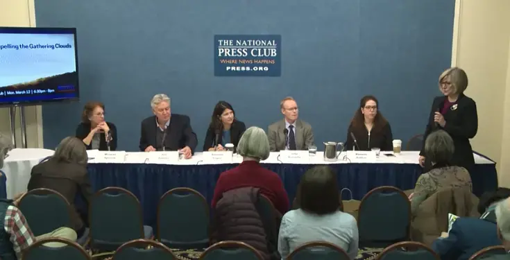 The panel featured political and national security reporters, advocates, and companies that support the freedom of the press, and was moderated by Miranda Spivack, professor of journalism at DePauw University in Indiana. Image provided by National Press Club. United States, 2018.