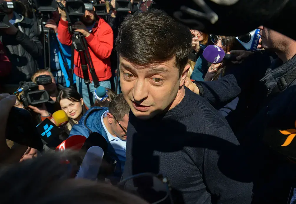 Ukrainian presidential candidate Volodymyr Zelensky. Image by Sergei Chuzavkov / Shutterstock. Ukraine, 2019.