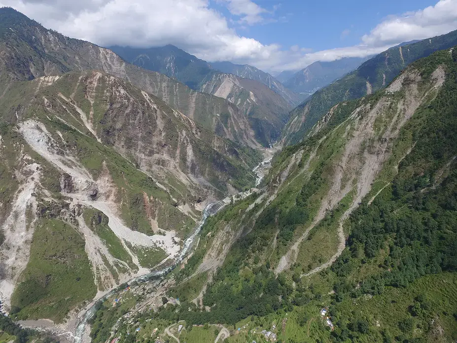 Landscape badly scarred by last year's quake