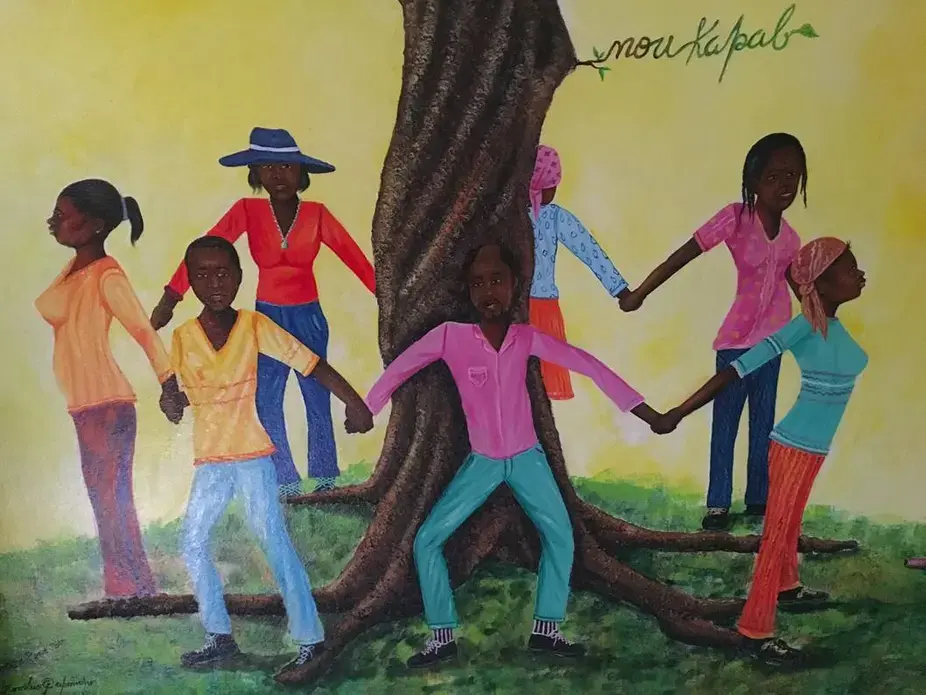 This tree was made by cancer patients and represents hope of regrowth through the community. Image by Anna Russell. Haiti, 2017.