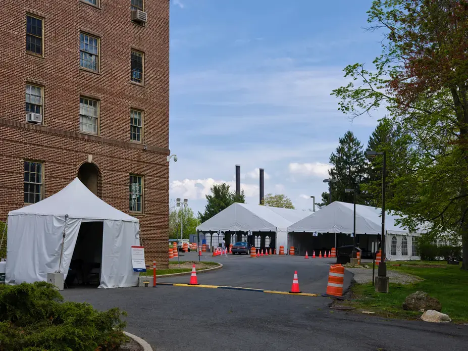 Westchester Medical Center Coronavirus (Covid-19) mobile testing site. Image by Sinisa Kukic / Shutterstock. United States, 2020.