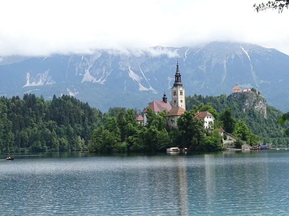 Lake Bled, Slovenia. This popular tourist destination showcases the architecture and nature that are abundant throughout the country. Image by Olivia Watson. Slovenia, 2018.&nbsp;