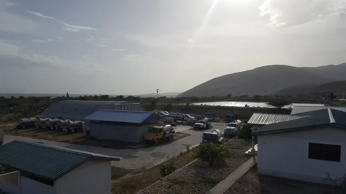 The sewage treatment site at Morne a Cabrit is run by the Haitian government. It is currently the only such facility in a country of about 10 million people. Image by Rebecca Hersher. Haiti, 2017.