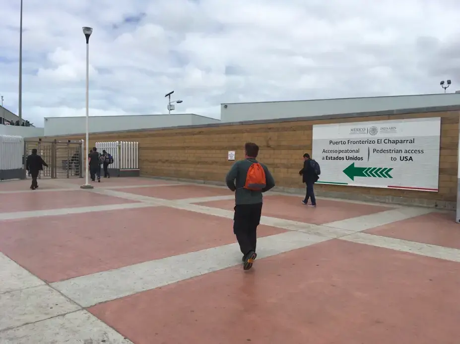 The entry to the San Ysidro Port of Entry’s new PedWest walkway. Image by Patrick Reilly. Mexico, 2017.