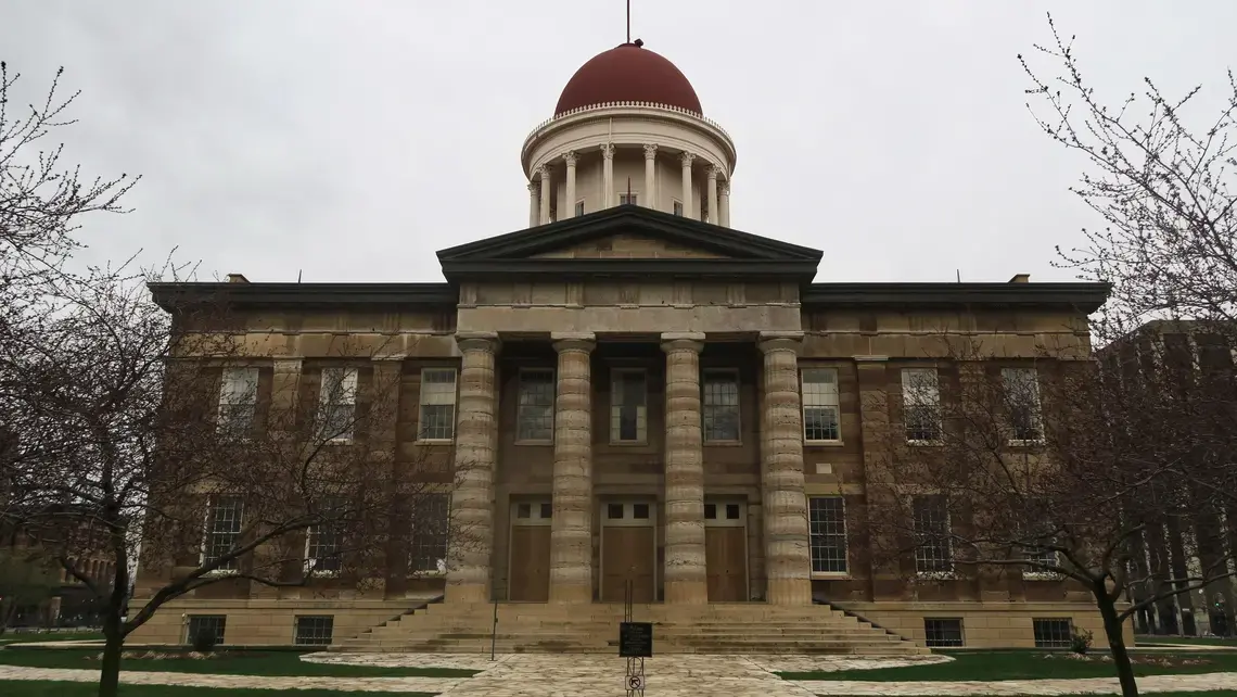 Old State Capitol building day view in Springfield, Illinois. Image by oleprophoto/Shutterstock. United States, undated.