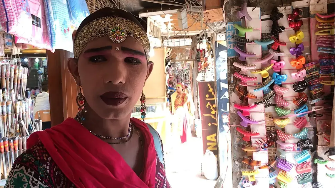 Sohni, originally from Punjab, was born intersex. She was given away by her mother to live with other intersex individuals at the age of 7. She now begs for money at Meena Bazaar in Karachi. Image by Rubab Anwar. Pakistan, 2017.