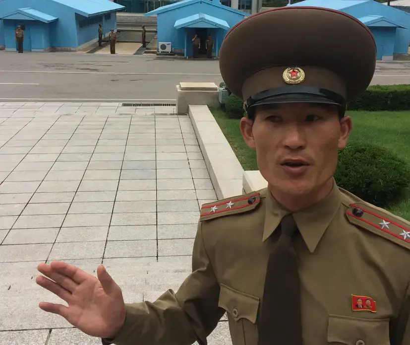 Lieutenant Colonel Pang Myong Jin, of the Korean People's Army, inside the Demilitarized Zone in the Democratic People's Republic of Korea. Image by Evan Osnos. North Korea, 2017.