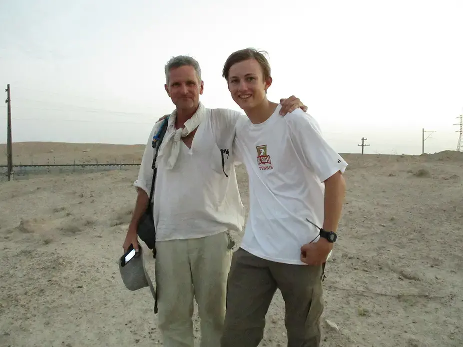 Paul Salopek with Out of Eden Walk essay contest winner Nick Fahy.