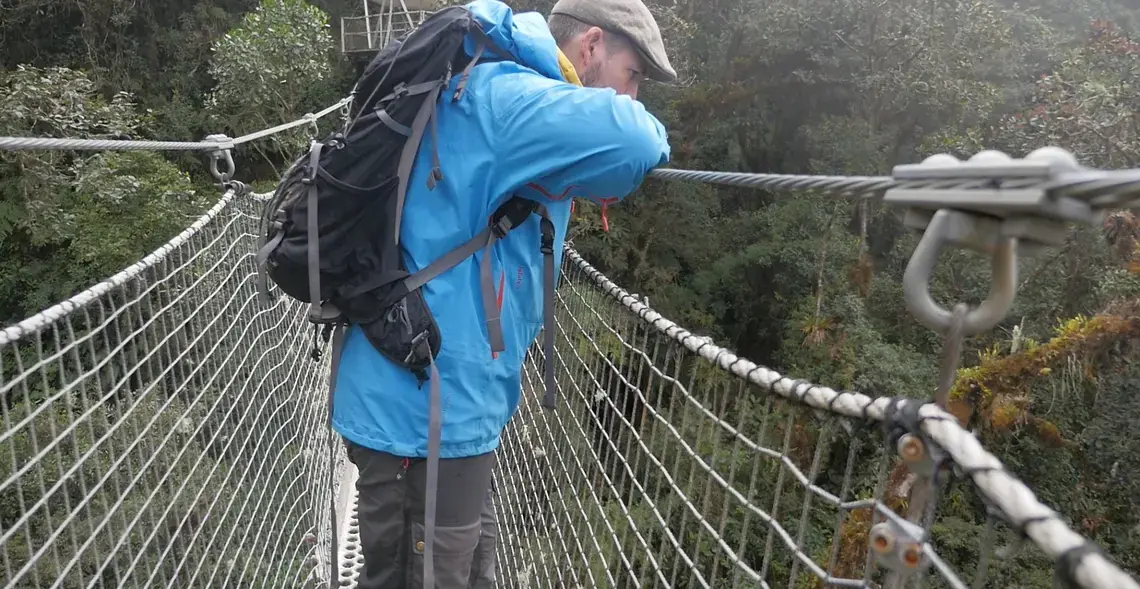Dan Metcalfe looks out over the Amazon Basin at 10,000 feet above sea level in the Peruvian Andes.