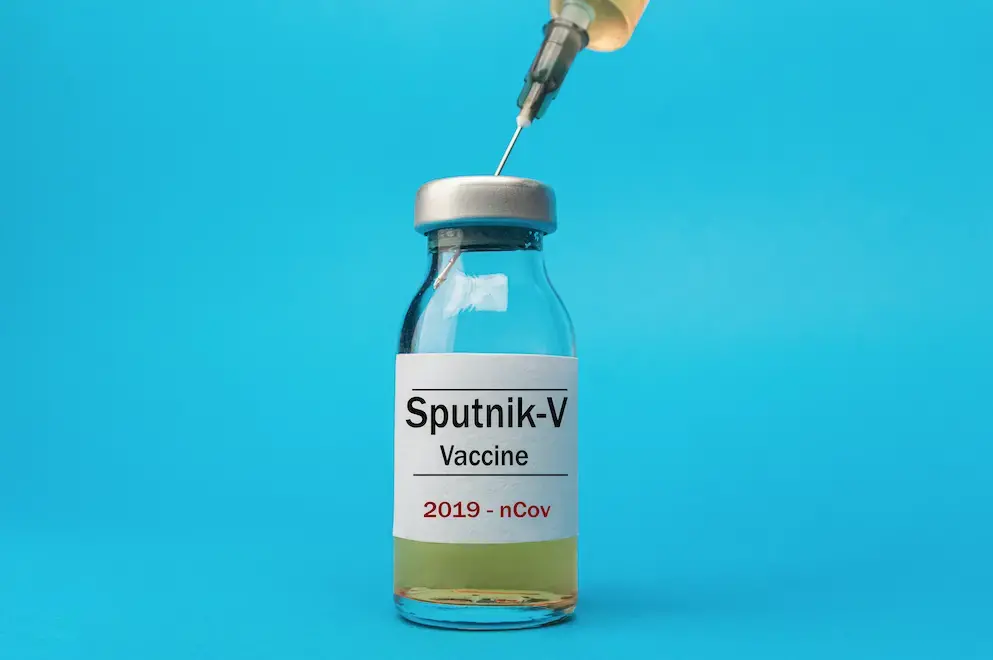 Concept of the Russian vaccine Sputnik-V. Image by Seda Servet / Shutterstock. 2020.