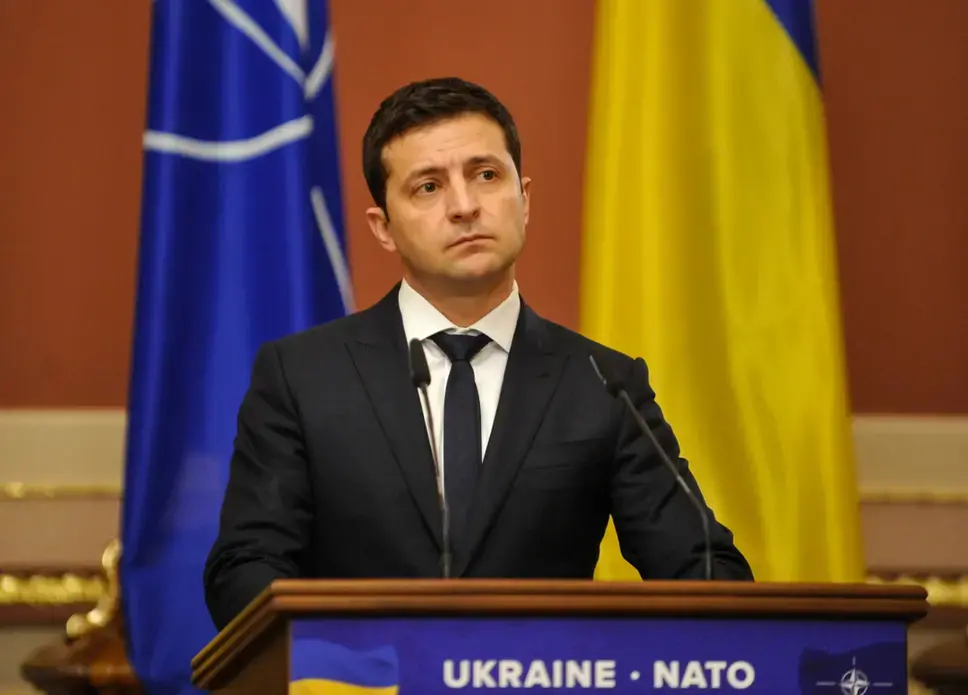 President of Ukraine Volodymyr Zelensky attends a joint press conference with NATO Secretary General Jens Stoltenberg. Image by Sergei Chuzavkov. Ukraine, 2019.