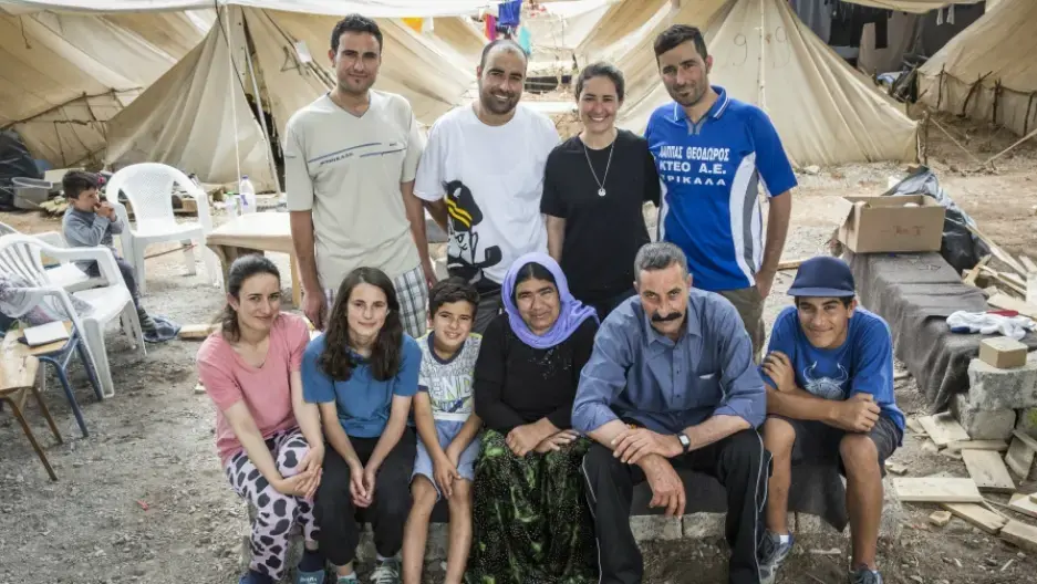 Members of the Noh family in Ritsona refugee camp in Greece in May 2016. Image by Jodi Hilton. Greece, 2016.