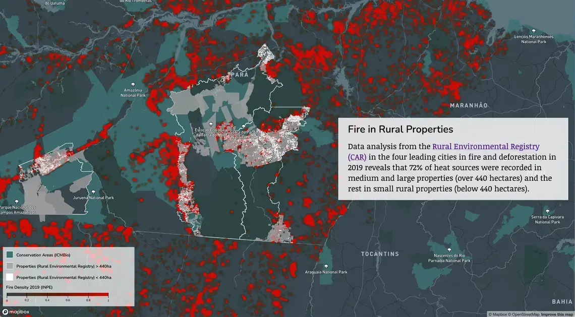 Screenshot of the Interactive 'Fire in Rural Properties' Map.