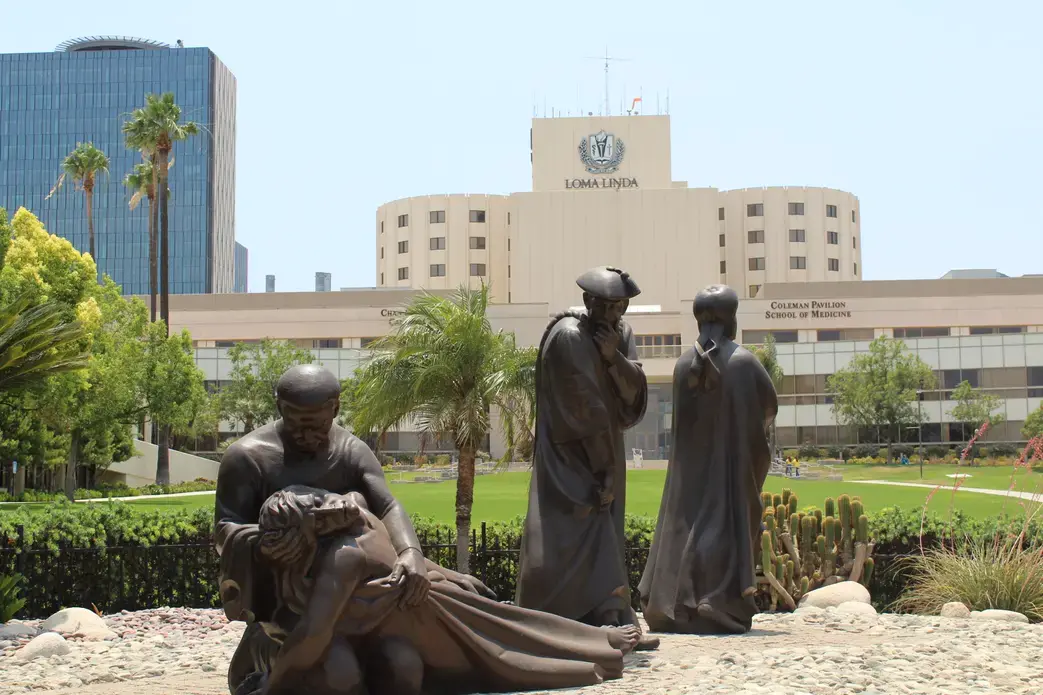 A scene of the Parable of the Good Samaritan at Loma Linda University
