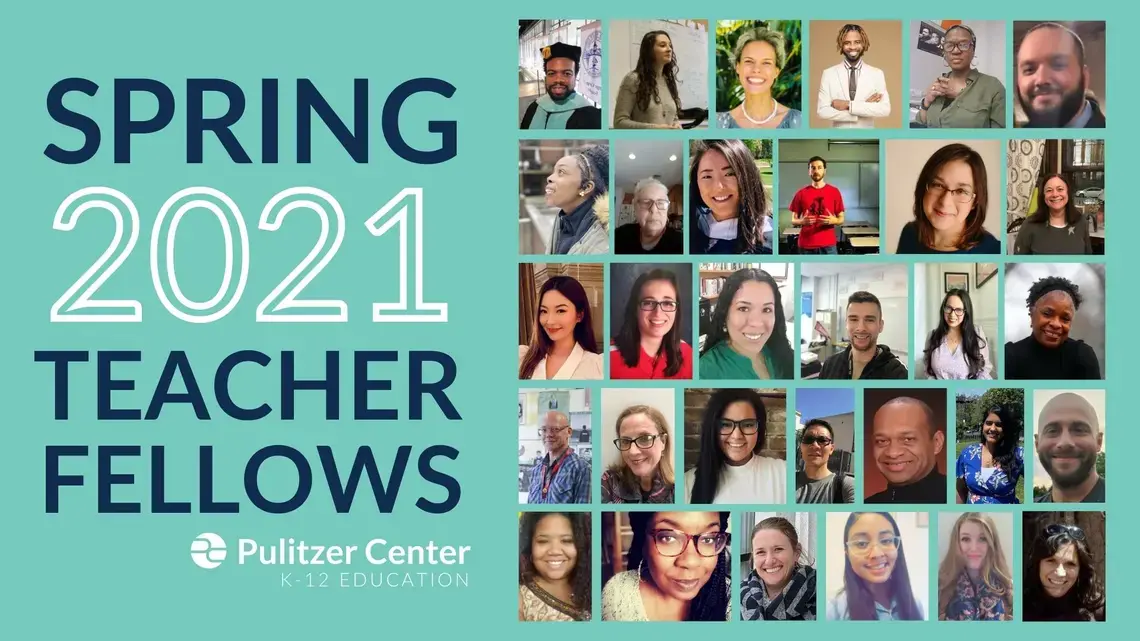 Spring 2021 Teacher Fellows graphic with photo collage of Teacher Fellows' headshots.