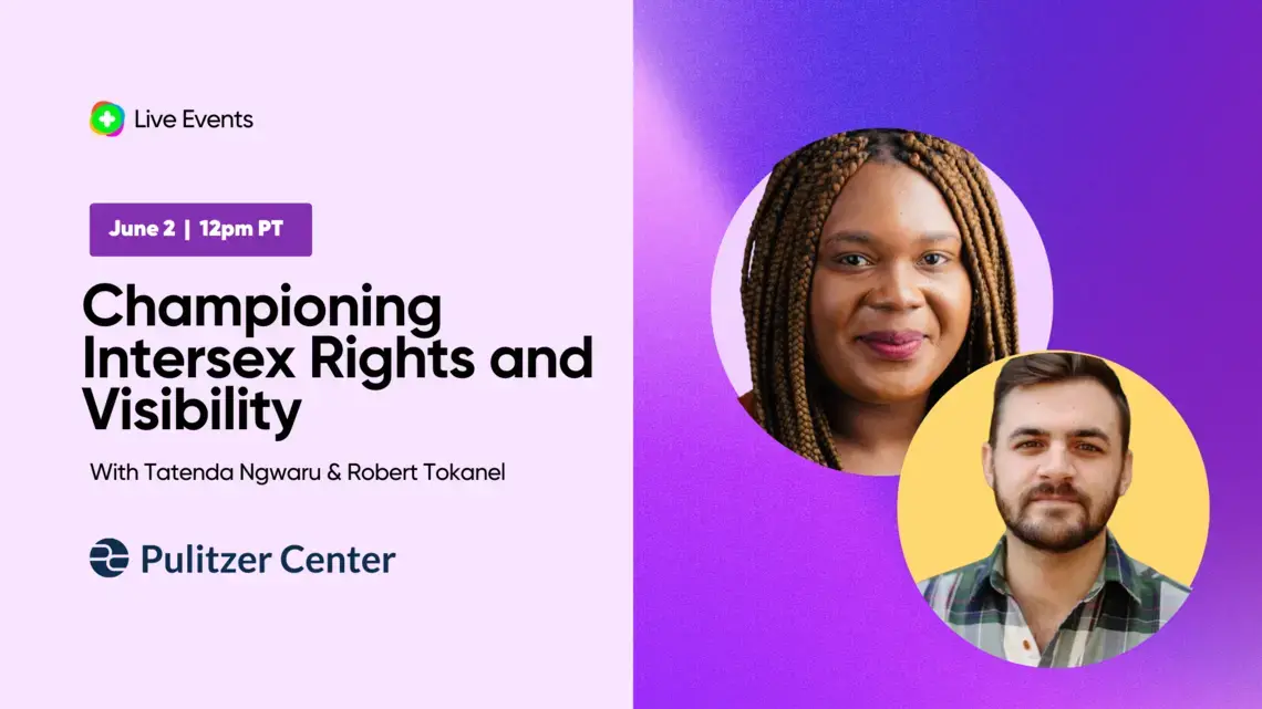 Purple graphic with headshot photos of Tatenda Ngwaru and Robert Tonkel on the right, and event details on the left including date, time, and title.,