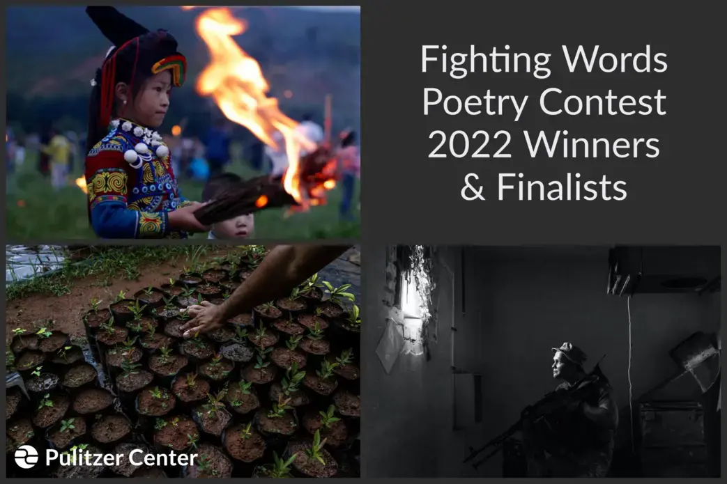 Graphic announcing the 2022 Fighting Words Poetry Contest winners and finalists