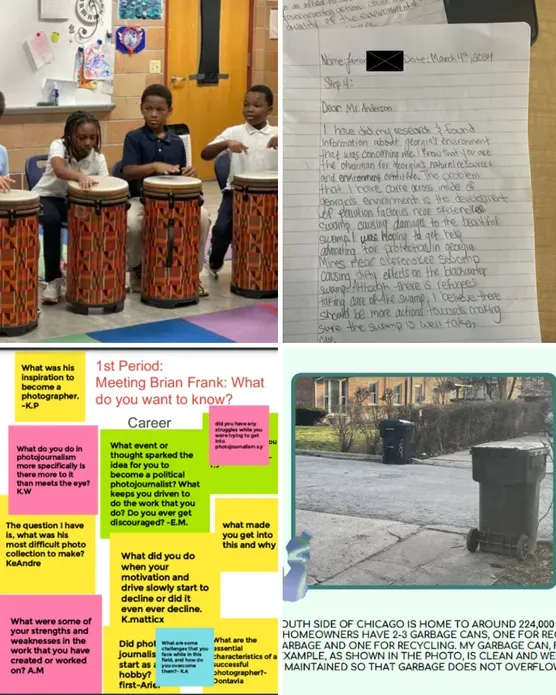 Collage of images from students who engaged with the three fellowship units highlighted in the blog