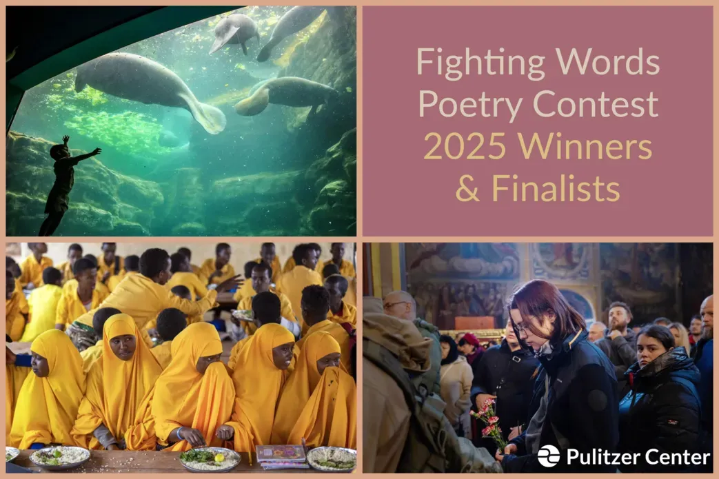 Collage of images from select news stories students responded to in their contest entries.