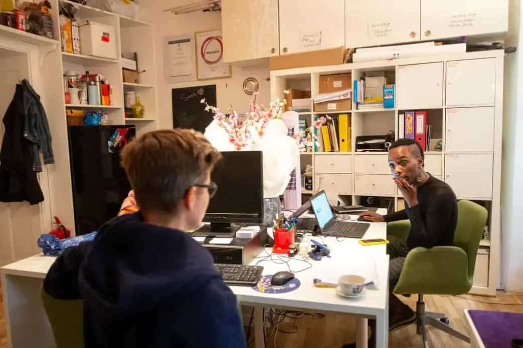 Faris, 35, from Addis Ababa, Ethiopia, identifies as non-binary and now lives in Austria, where they were granted political asylum. Faris works at ‘Queer Base’ in Vienna’s gay-friendly district. Image by Bradley Secker. Austria, 2020.
