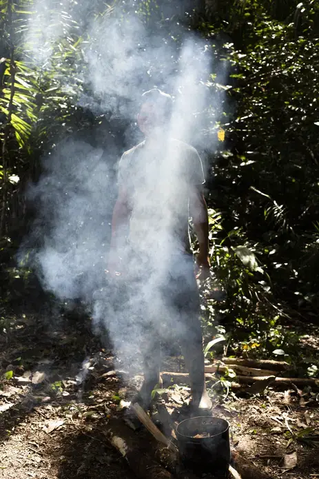 Easier to catch are pirañas, a fatty delicacy in the Bolivian Amazon, which fishermen like Ahismed Justiniano Montaño boil or fry for breakfast and lunch while out on multi-day fishing trips. Image by Felipe Luna. Bolivia, 2018.