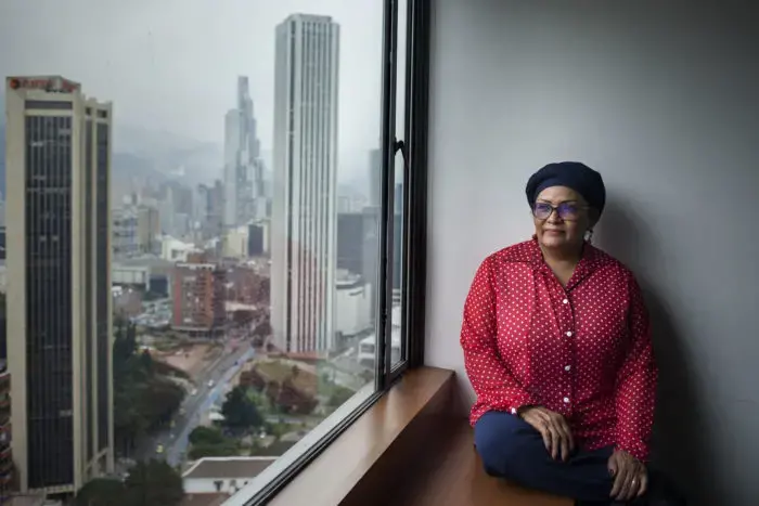 Victoria Sandino is a Colombian politician and ex-guerilla. Since August 2017, she had been a member of the National Directorate of the Revolutionary Alternative Force of the Common. She is part of the commission for the implementation of the peace accords. She was a commander of the Armed Forces Revolutionary of Colombia until is dissolution in 2017. Image by Fabio Cuttica. Colombia, 2018. 
