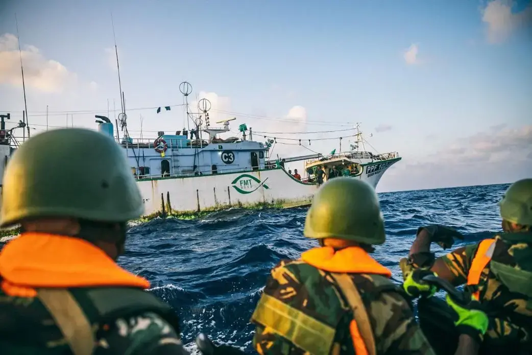 Marines approach Buah Naga 1. Image by Jax Oliver/Sea Shepherd. Tanzania, 2018. 