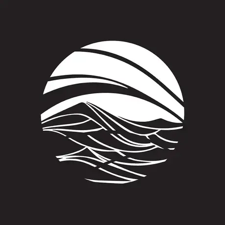 black and white digital illustration of waves and sky