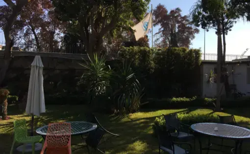 The courtyard of UNHCR’s Rabat office. Image by Megan Pierce. Morocco, 2019.