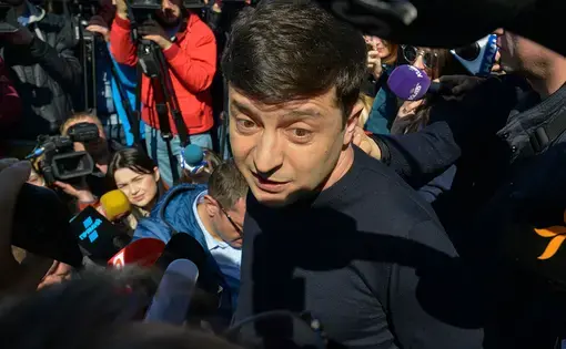 Ukrainian presidential candidate Volodymyr Zelensky. Image by Sergei Chuzavkov / Shutterstock. Ukraine, 2019.
