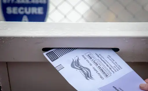 A mail-in ballot. Image by CL Shebley / Shutterstock. United States, 2018.
