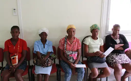 Women seeking treatment at the Innovating Health International offices. Image by Kate Corrigan. Haiti, 2017.&nbsp;
