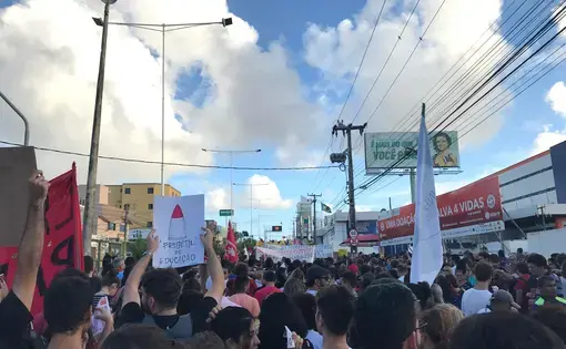 People in Natal, Rio Grande do Norte, filled the city's main avenue, as part of a national movement to protest major&nbsp;cuts on the education budget. Image by Rafael Lima. Brazil, 2019.