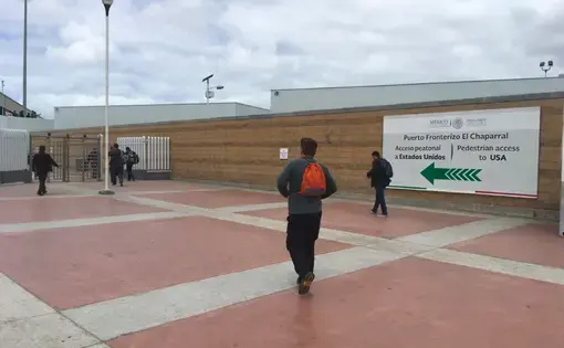 The entry to the San Ysidro Port of Entry’s new PedWest walkway. Image by Patrick Reilly. Mexico, 2017.