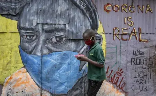 COVID-19 graffiti in Kibera slum, Kenya. Image&nbsp;by&nbsp;Henry Owino. Kenya, 2020.