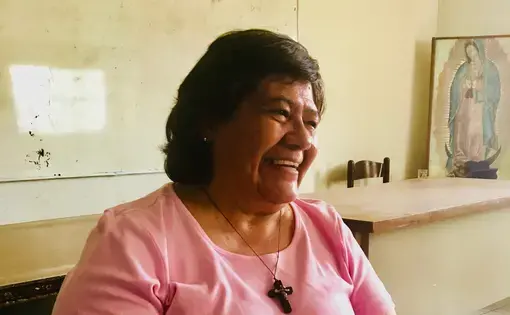 Sister Maria Antonia Aranda, a Mexican nun whose motherhouse is located in Michigan, runs a migrant shelter in Ciudad Juárez. Image by Lily Moore-Eissenberg. United States, 2019.