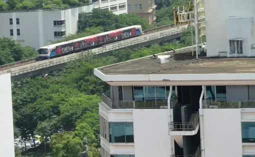 The Skytrain in central Bangkok, part of the the city's mass transit. Image by Richard Bernstein. Thailand, 2017.