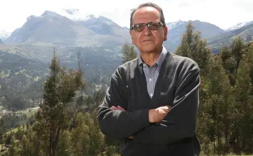Glaciologist and engineer César Portocarrero in Huaraz, Peru, where he has lived for the last 47 years. Image by Chrisitan Osés. Peru, 2017.