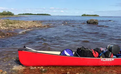 Brian Castner paddled the 1125 mile Mackenzie River in this canoe to report on climate change. Image by Brian Castner. Canada, 2016.