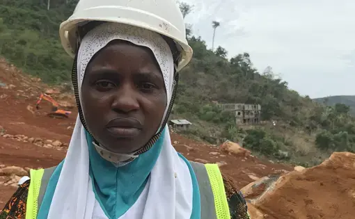 Musu Jabbie at Sugarloaf Mountain during the commemorative tree-planting ceremony. Image by Kadia Goba. Sierra Leone, 2018.