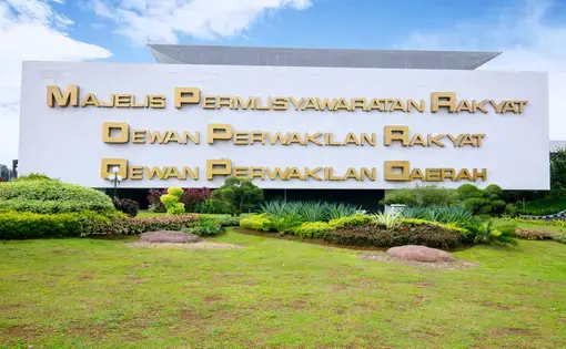 Indonesian Parliament building in Jakarta. Image by Creativa Images/Shutterstock. Indonesia, 2018.