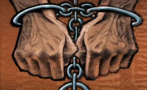 An illustration of two wrists in shackles.