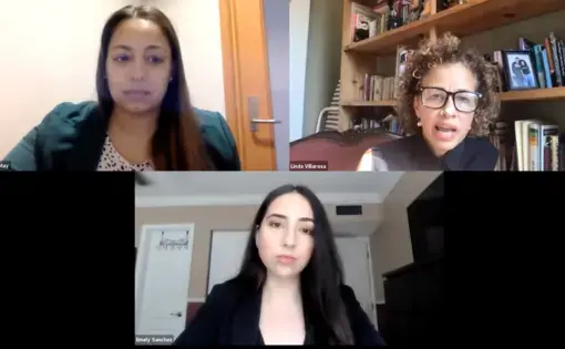 Journalist Linda Villarosa and Law students, Rachel May and Emely Sanchez