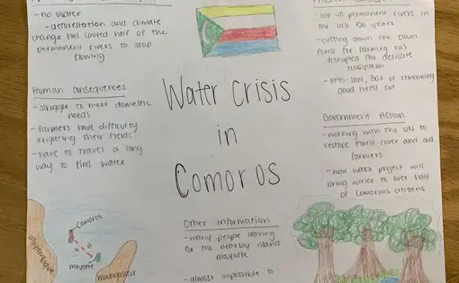 Example of a one-pager on climate migration in Comoros.
